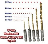 Şarjlı Matkap Ucu Şarjlı Tornavida Ucu 5 Parça Set Vidalama Matkap Uc Seti - 2