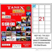 Tanex TW-2021 63,5x38,1 mm Laser Etiket 100 Ad. - 1