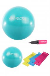 Delta 65 cm-25 cm Pilates Topu 3lü Pilates Bandı Egzersiz Direnç Lastiği Pilates Topu Pompası Seti - 1