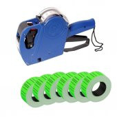 Tanex Eco Mavi Etiket Makinesi TNX-5500ECO41 + Tanex Fiyat Etiketi Çizgili 12 mm x 21 mm Yeşil 6lı Rulo - 1