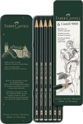 Faber Castell 9000 Dereceli Kalem Seti 6lı Metal Kutu - 1