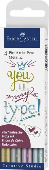 Faber-Castell Pitt Artist Pen Kaligrafi Seti Metalik 4lü thumbnail 1