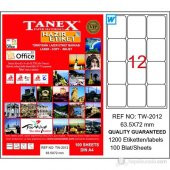 Tanex Tw-2012 63.5X72 Mm Laser Etiket 100 Ad. - 1