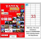 Tanex Tw-2133 70 Mm X 25 Mm 100 Sayfa Lazer - 1
