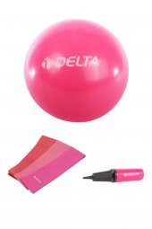 Delta 65 cm Pilates Topu 3lü Pilates Bandı Egzersiz Direnç Lastiği Pilates Topu Pompası 5li Set - 1