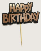 Rose Renk Happy Birthday Parti Kürdan Süsü 2 Adet - 1