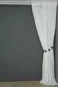 MİKRO MODEL KIRIK BEYAZ RENK TEK KANAT Hazır dikilmiş Pileli Fon Perde 300*260 cm thumbnail 6