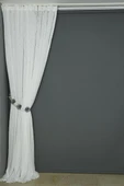 MİKRO MODEL KIRIK BEYAZ RENK TEK KANAT Hazır dikilmiş Pileli Fon Perde 300*260 cm thumbnail 5