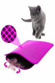 TİNEKE 60x42 Cm Elekli Kedi Tuvalet Önü Paspası Kedi Paspası PEMBE - 1