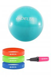 Delta 65 cm Pilates Topu 3lü Squat Bandı Egzersiz Direnç Lastiği Pilates Topu Pompası 5li Set - 1