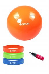 Delta 65 cm Pilates Topu 3'lü Squat Bandı Egzersiz Direnç Lastiği Pilates Topu Pompası 5'li Set - 1