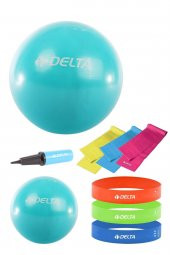 Delta 65-20 cm Pilates Topu 3'lü Pilates Bandı 3'lü Squat Bandı Direnç Lastiği Şişirme Pompası Seti - 1