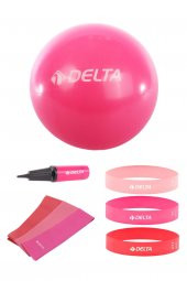 Delta 65 cm Pilates Topu 3lü Pilates Bandı 3lü Squat Bandı Direnç Lastiği Şişirme Pompası Seti - 1