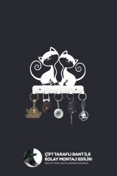 Metal Dekoratif Kedi Desenli Anahtarlık Askısı - 2