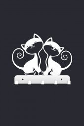 Metal Dekoratif Kedi Desenli Anahtarlık Askısı - 1