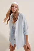 Kadın Oversize Gömlek Açık Mavi - 5