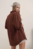 Kadın Oversize Gömlek Kahverengi - 7