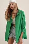 Kadın Oversize Gömlek Yeşil - 1