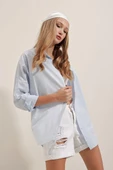 Kadın Oversize Gömlek Açık Mavi - 3