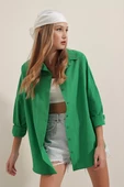Kadın Oversize Gömlek Yeşil - 4