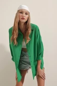 Kadın Oversize Gömlek Yeşil - 5