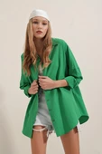 Kadın Oversize Gömlek Yeşil - 6