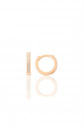 Gümüş rose zirkon taşlı 10 mm halka küpe Tragus Piercing Helix Kıkırdak Küpesi - 1