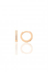 Gümüş rose zirkon taşlı 9 mm halka küpe Tragus Piercing Helix Kıkırdak Küpesi - 1