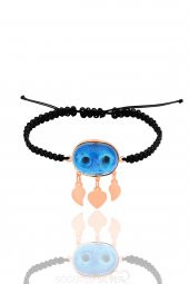 Gümüş rose süryani nazar boncuğu kolye küpe ve bileklik üçlü set - 4