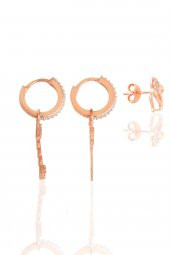 Gümüş rose zirkon taşlı balık kombin üçlü küpe seti - 2