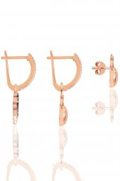 Gümüş rose zirkon taşlı tropikal kombin üçlü küpe seti - 2