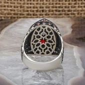 Kırmızı Faset Kesim 925 Gümüş Erkek Yüzük thumbnail 8