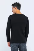 Erkek Bisiklet Yaka Yırtık Detaylı Kalın Triko Kazak - 9