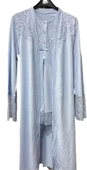 Nehirsel  3022 Mavi Hamile Lohusa 3 Lü Pijama Sabahlık Tk - 3