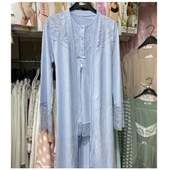 Nehirsel  3022 Mavi Hamile Lohusa 3 Lü Pijama Sabahlık Tk - 1
