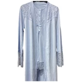 Nehirsel  3022 Mavi Hamile Lohusa 3 Lü Pijama Sabahlık Tk - 4