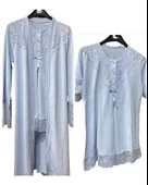 Nehirsel  3022 Mavi Hamile Lohusa 3 Lü Pijama Sabahlık Tk - 8
