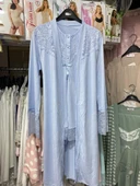 Nehirsel  3022 Mavi Hamile Lohusa 3 Lü Pijama Sabahlık Tk - 5