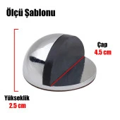 Yarımay Kapı Stoperi Tamponu Yapışkanlı Metal Kapı Stopu Durdurucu Tutucu Parlak Krom thumbnail 5