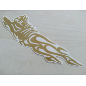 ALEVLİ KAPLAN STİCKER 2li Takım 15x4,5cm Gold Tiger KAPLAN AYNA STİCKER KAPLAN ETİKETİ, ÇIKARTMASI - 2