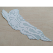 ALEVLİ KAPLAN STİCKER 2li Takım 15x4,5cm Beyaz Tiger KAPLAN AYNA STİCKER KAPLAN ETİKETİ, ÇIKARTMASI - 2