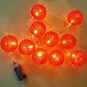 10lu Işıklı Kırmızı Top Dekoratif Süs - 1