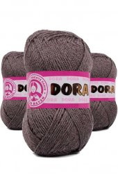 3 Adet Dora El Örgü İpi Yünü 100 gr 014 Kahverengi - 3