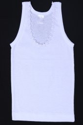 Kız Çocuk Beyaz Çiçekli 1-9 Yaş 6lı Atlet 11793 - 2