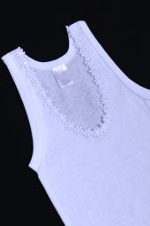 Kız Çocuk Beyaz Çiçekli 1-9 Yaş 6lı Atlet 11793 - 3