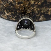 Mistik Topaz Taşlı Pençeli 925 Gümüş Erkek Yüzük - 7