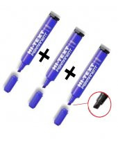 830.pc Mavi Kesik Uçlu Markör Permanent Kalem 3 Adet - 1