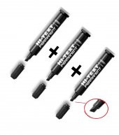 830.pc Siyah Kesik Uçlu Markör Permanent Kalem 3 Adet - 1