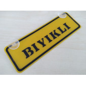 SARI DEKOR PLAKA - BIYIKLI (22x7,5cm) vantuzlu Pleksi (Dekor Levha) SARI PLAKA thumbnail 1