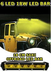 Off Road Sarı 6 Led Bar Düz 18 cm Projektör Led Lambası - 1